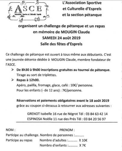 Challenge Claude MOUGIN 2019