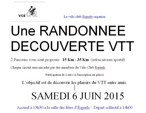 randonnée découverte VTT esprels le 6 juin 2015